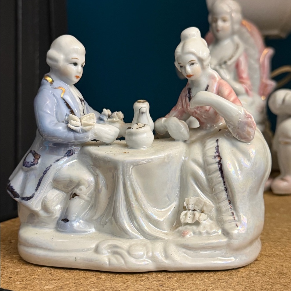 Porcelain Figurine Set with Pastel Accents